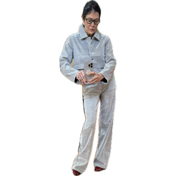 NWT Noli SET Siver Plaid Jacket & Pants. - Picture 8 of 16